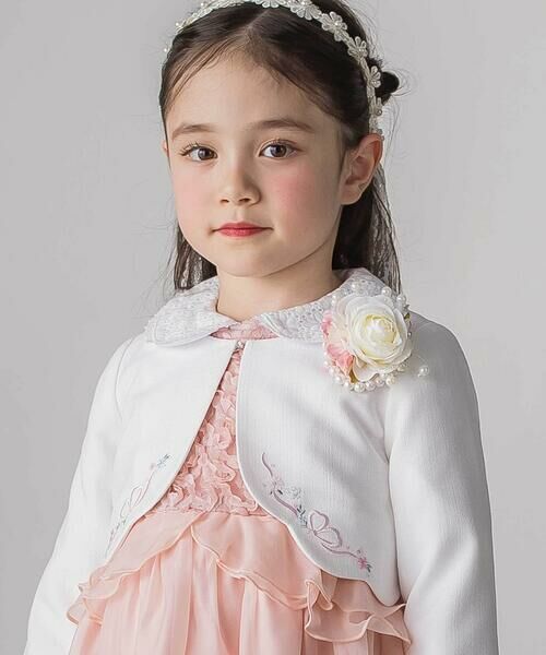 SLAP SLIP / スラップ スリップ ノーカラージャケット | 袖折り返しレース刺しゅう裾スカラップボレロ(110~130cm) | 詳細1