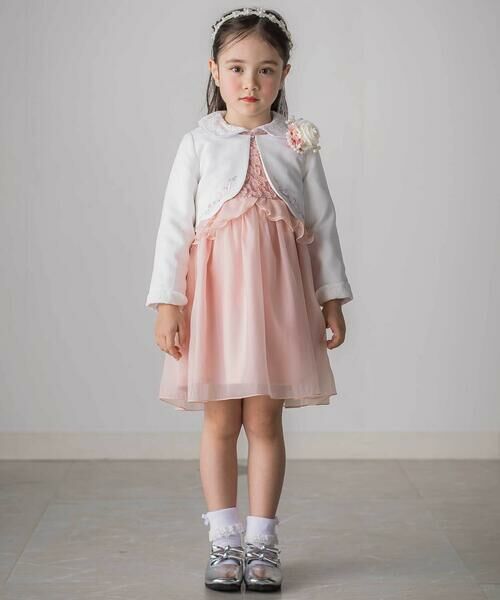 SLAP SLIP / スラップ スリップ ノーカラージャケット | 袖折り返しレース刺しゅう裾スカラップボレロ(110~130cm) | 詳細13