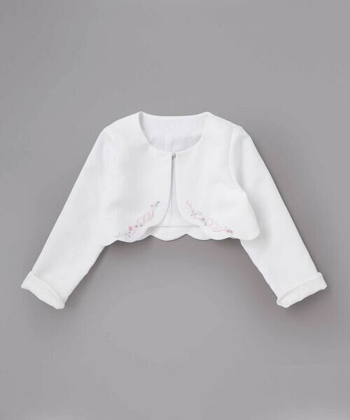 SLAP SLIP / スラップ スリップ ノーカラージャケット | 袖折り返しレース刺しゅう裾スカラップボレロ(110~130cm) | 詳細2
