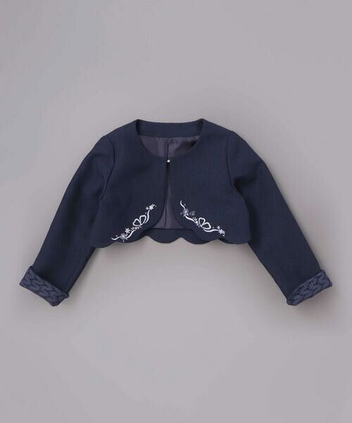 SLAP SLIP / スラップ スリップ ノーカラージャケット | 袖折り返しレース刺しゅう裾スカラップボレロ(110~130cm) | 詳細16