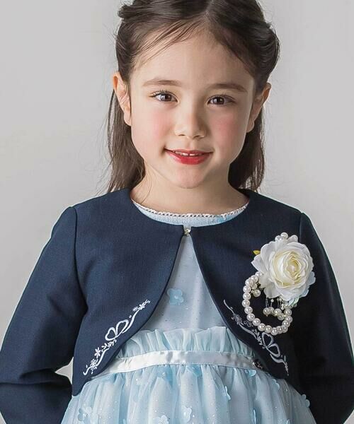 SLAP SLIP / スラップ スリップ ノーカラージャケット | 袖折り返しレース刺しゅう裾スカラップボレロ(110~130cm) | 詳細15