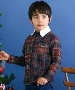 SLAP SLIP / スラップ スリップ シャツ・ブラウス | 【お揃い】もこもこボア襟切り替えチェックシャツ(90~130cm)