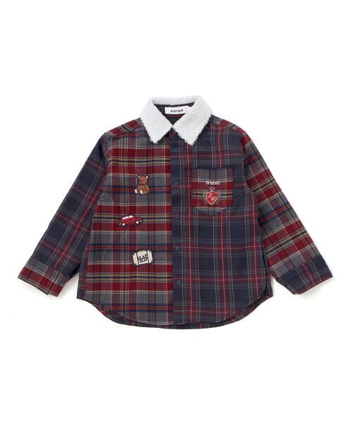 SLAP SLIP / スラップ スリップ シャツ・ブラウス | 【お揃い】もこもこボア襟切り替えチェックシャツ(90~130cm) | 詳細3