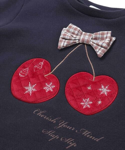 SLAP SLIP / スラップ スリップ スウェット | イチゴチェリーパッチ刺しゅうリボン付き裾ボアトレーナー(80~130cm) | 詳細6