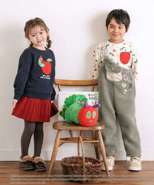 SLAP SLIP / スラップ スリップ スウェット | 【絵本コラボ-はらぺこあおむし-】無地総柄フルーツあおむしモチーフトレーナー(80~120cm) | 詳細2