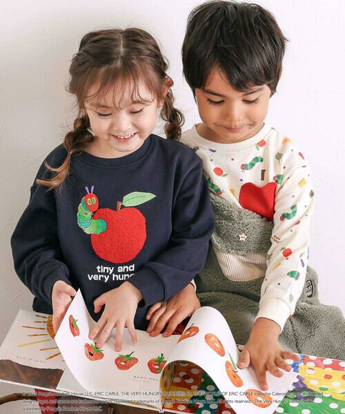 SLAP SLIP / スラップ スリップ スウェット | 【絵本コラボ-はらぺこあおむし-】無地総柄フルーツあおむしモチーフトレーナー(80~120cm) | 詳細13