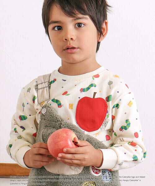 SLAP SLIP / スラップ スリップ スウェット | 【絵本コラボ-はらぺこあおむし-】無地総柄フルーツあおむしモチーフトレーナー(80~120cm) | 詳細14