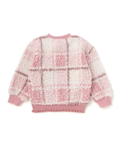 SLAP SLIP / スラップ スリップ スウェット | ハートリボンキラキラボアパッチもこもこチェックトレーナー(80~130cm) | 詳細2