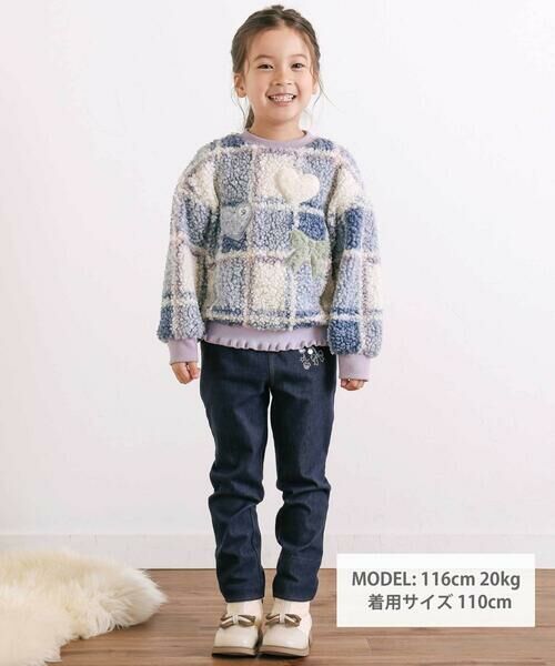 SLAP SLIP / スラップ スリップ スウェット | ハートリボンキラキラボアパッチもこもこチェックトレーナー(80~130cm) | 詳細11