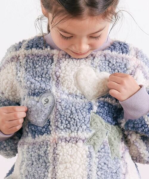 SLAP SLIP / スラップ スリップ スウェット | ハートリボンキラキラボアパッチもこもこチェックトレーナー(80~130cm) | 詳細12