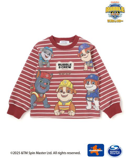 SLAP SLIP / スラップ スリップ スウェット | 【「パウ・パトロール」スピンオフ・シリーズ「ラブル&クルー」×SLAPSLIP】フロントプリントボーダートレーナー(90~130cm) | 詳細1