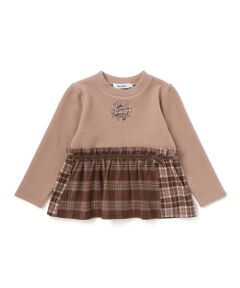 SLAP SLIP / スラップ スリップ スウェット | 【お揃い】ハートいっぱい刺しゅうモチーフ切り替えチェックドッキングトレーナー(80~130cm)