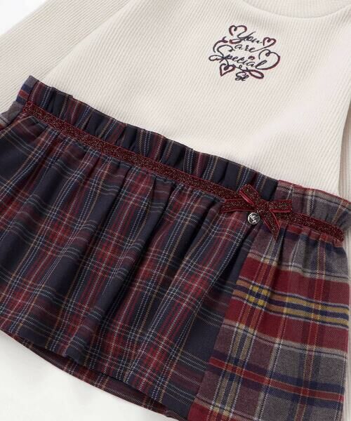 SLAP SLIP / スラップ スリップ スウェット | 【お揃い】ハートいっぱい刺しゅうモチーフ切り替えチェックドッキングトレーナー(80~130cm) | 詳細7