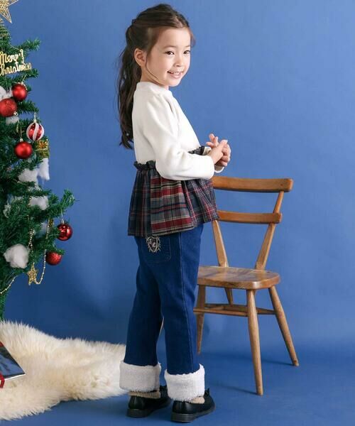 SLAP SLIP / スラップ スリップ スウェット | 【お揃い】ハートいっぱい刺しゅうモチーフ切り替えチェックドッキングトレーナー(80~130cm) | 詳細2