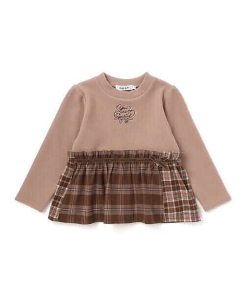 SLAP SLIP / スラップ スリップ スウェット | 【お揃い】ハートいっぱい刺しゅうモチーフ切り替えチェックドッキングトレーナー(80~130cm) | 詳細15