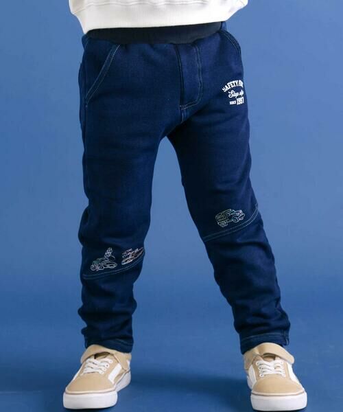 SLAP SLIP / スラップ スリップ デニムパンツ | グングンのぼるよはたらくくるま刺しゅうロングパンツ(80~130cm) | 詳細1