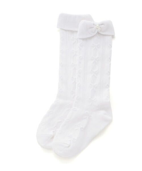 SLAP SLIP / スラップ スリップ ソックス | パールビーズ付き折り返しリボンハイソックス(13~21cm) | 詳細2