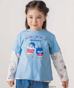 SLAP SLIP / スラップ スリップ Tシャツ | 【原作クレヨンしんちゃん×はぴだんぶい×SLAPSLIP】フロントプリント半袖Tシャツ+総柄長袖Tシャツ2点セット(80~120cm)