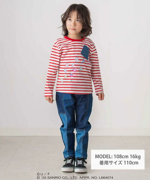 SLAP SLIP / スラップ スリップ Tシャツ | 【原作クレヨンしんちゃん×はぴだんぶい×SLAPSLIP】デニムポケット付きバックプリントTシャツ(80~120cm) | 詳細1