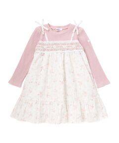 SLAP SLIP / スラップ スリップ ミニ丈・ひざ丈ワンピース | 花柄キラッとストライプドッキングワンピース(80~130cm)