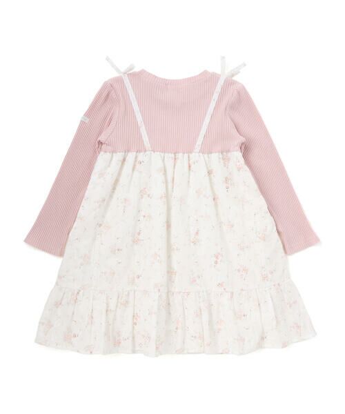 SLAP SLIP / スラップ スリップ ミニ丈・ひざ丈ワンピース | 花柄キラッとストライプドッキングワンピース(80~130cm) | 詳細2