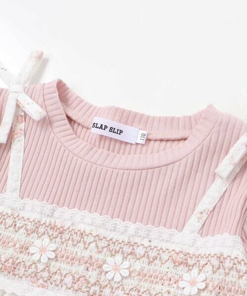 SLAP SLIP / スラップ スリップ ミニ丈・ひざ丈ワンピース | 花柄キラッとストライプドッキングワンピース(80~130cm) | 詳細3