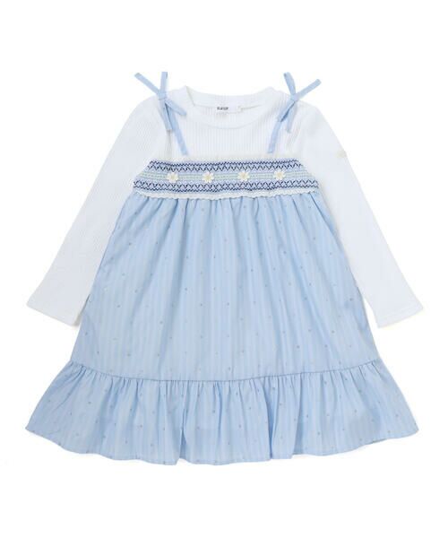 SLAP SLIP / スラップ スリップ ミニ丈・ひざ丈ワンピース | 花柄キラッとストライプドッキングワンピース(80~130cm) | 詳細15