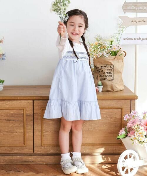 SLAP SLIP / スラップ スリップ ミニ丈・ひざ丈ワンピース | 花柄キラッとストライプドッキングワンピース(80~130cm) | 詳細13