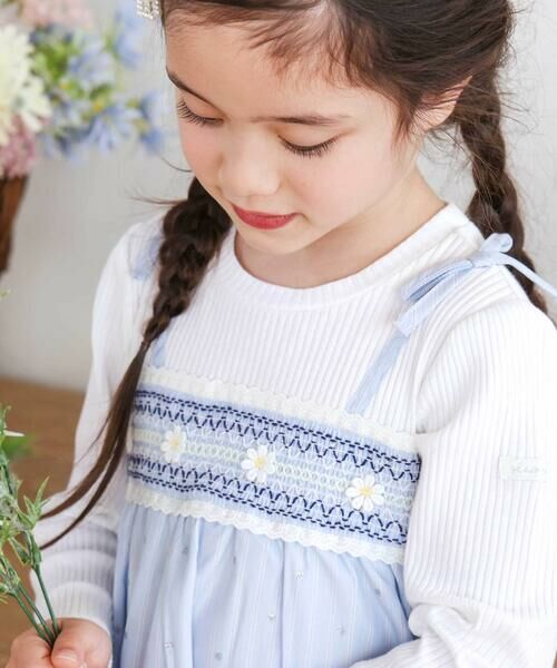 SLAP SLIP / スラップ スリップ ミニ丈・ひざ丈ワンピース | 花柄キラッとストライプドッキングワンピース(80~130cm) | 詳細14