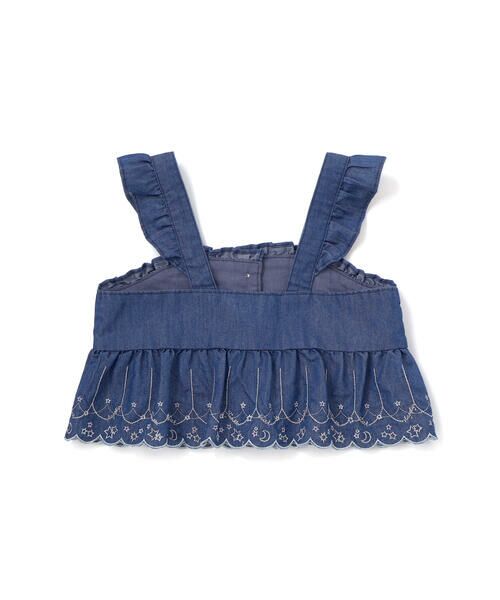 SLAP SLIP / スラップ スリップ その他トップス | キラキラ刺しゅう裾スカラップ無地ドットライトオンスデニムセットアップ(90~130cm) | 詳細2
