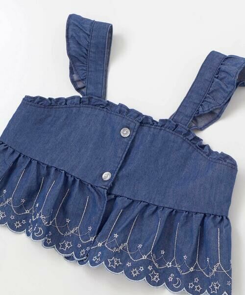 SLAP SLIP / スラップ スリップ その他トップス | キラキラ刺しゅう裾スカラップ無地ドットライトオンスデニムセットアップ(90~130cm) | 詳細4