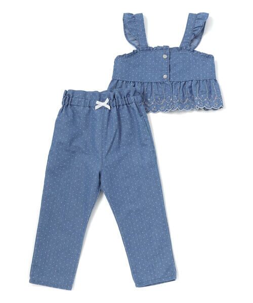 SLAP SLIP / スラップ スリップ その他トップス | キラキラ刺しゅう裾スカラップ無地ドットライトオンスデニムセットアップ(90~130cm) | 詳細16