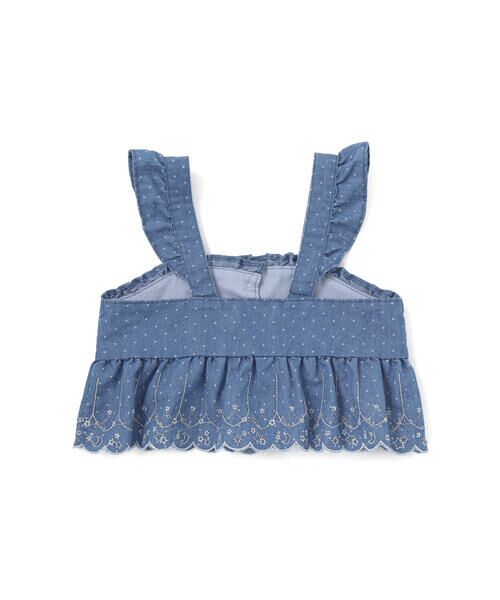 SLAP SLIP / スラップ スリップ その他トップス | キラキラ刺しゅう裾スカラップ無地ドットライトオンスデニムセットアップ(90~130cm) | 詳細17