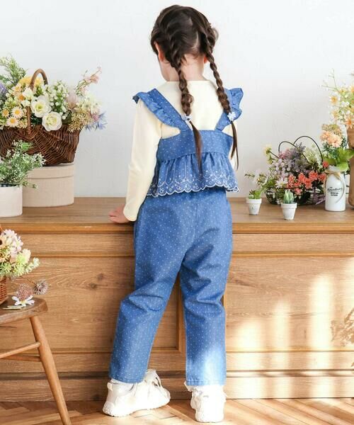 SLAP SLIP / スラップ スリップ その他トップス | キラキラ刺しゅう裾スカラップ無地ドットライトオンスデニムセットアップ(90~130cm) | 詳細14