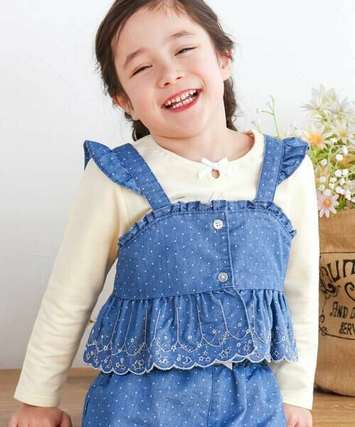SLAP SLIP / スラップ スリップ その他トップス | キラキラ刺しゅう裾スカラップ無地ドットライトオンスデニムセットアップ(90~130cm) | 詳細21