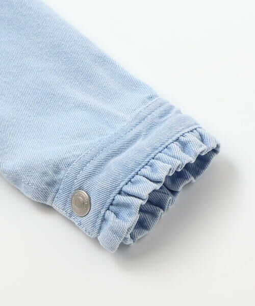 SLAP SLIP / スラップ スリップ ノーカラージャケット | ツイルデニム後ろリボンレース刺しゅう入りノーカラージャケット(90~130cm) | 詳細18