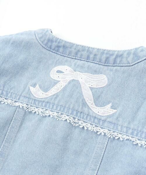 SLAP SLIP / スラップ スリップ ノーカラージャケット | ツイルデニム後ろリボンレース刺しゅう入りノーカラージャケット(90~130cm) | 詳細20