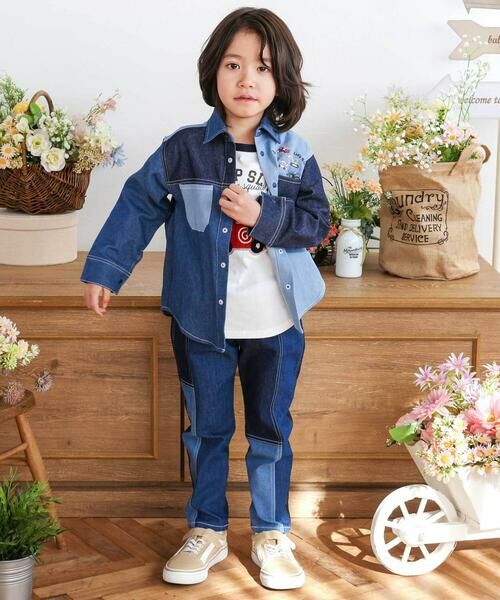 SLAP SLIP / スラップ スリップ シャツ・ブラウス | はたらくくるま刺しゅう胸ポケット切り替えデザインシャツ(80~130cm) | 詳細2