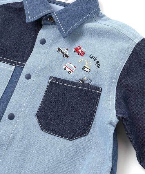 SLAP SLIP / スラップ スリップ シャツ・ブラウス | はたらくくるま刺しゅう胸ポケット切り替えデザインシャツ(80~130cm) | 詳細5