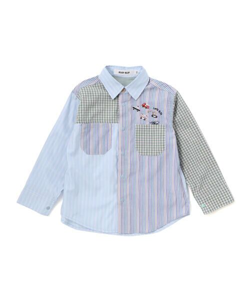 SLAP SLIP / スラップ スリップ シャツ・ブラウス | はたらくくるま刺しゅう胸ポケット切り替えデザインシャツ(80~130cm) | 詳細14