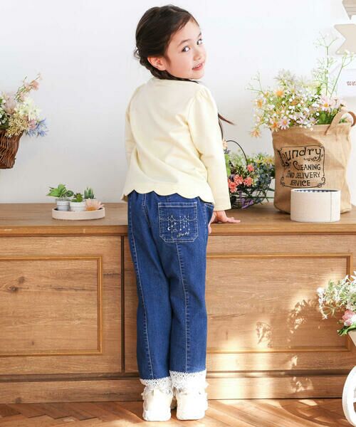 SLAP SLIP / スラップ スリップ デニムパンツ | 裾レースチャーム刺しゅう9分丈デニム(90~130cm) | 詳細2
