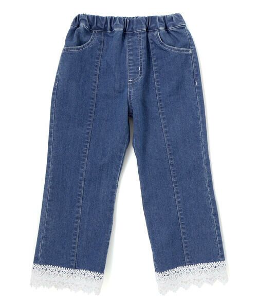 SLAP SLIP / スラップ スリップ デニムパンツ | 裾レースチャーム刺しゅう9分丈デニム(90~130cm) | 詳細3