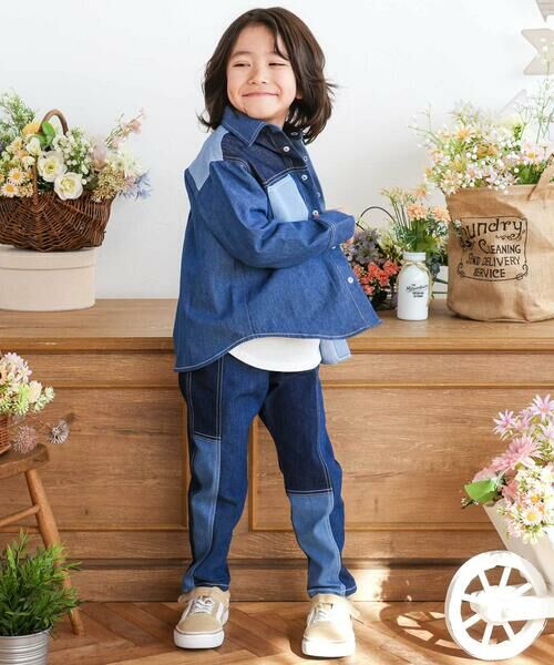 SLAP SLIP / スラップ スリップ デニムパンツ | はたらくくるまブランドネームタグ切り替えパンツ(80~130cm) | 詳細1