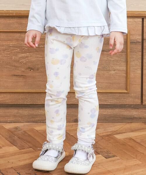 SLAP SLIP / スラップ スリップ チノ・ワークパンツ | 【スララク/防汚加工/オーガニックコットン】前後フリーで時短！パパパッと穿ける前向きパンツ(80~120cm)（オフ×水彩ドット流れ星総柄）