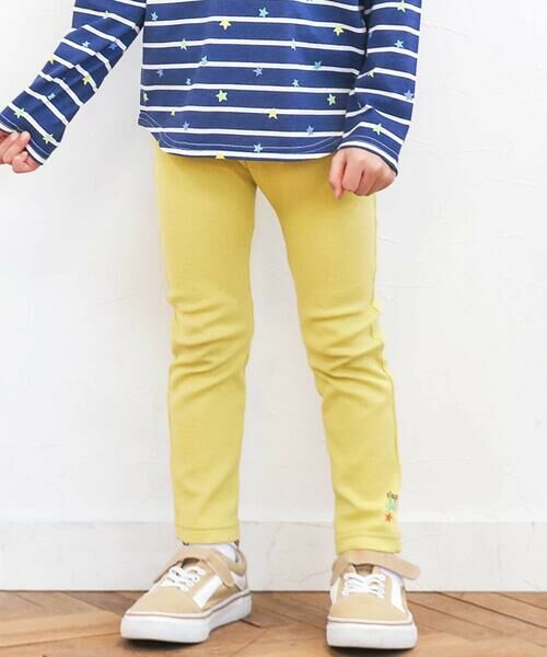 SLAP SLIP / スラップ スリップ チノ・ワークパンツ | 【スララク/防汚加工/オーガニックコットン】前後フリーで時短！パパパッと穿ける前向きパンツ(80~120cm)（ライム×三ツ星刺しゅう×リブ）