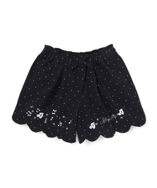 SLAP SLIP / スラップ スリップ ショート・ハーフ・半端丈パンツ | キラキラプリント裾スカラップリボン付きショートパンツ(90~130cm)（ブラック系）