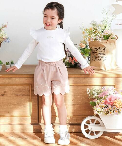 SLAP SLIP / スラップ スリップ ショート・ハーフ・半端丈パンツ | キラキラプリント裾スカラップリボン付きショートパンツ(90~130cm) | 詳細3