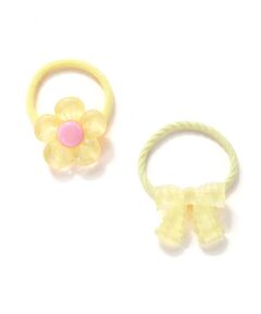 SLAP SLIP / スラップ スリップ ヘアゴム・シュシュ | ぷっくりつるつるモチーフ花＆リボンヘアゴム2点セット