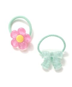 SLAP SLIP / スラップ スリップ ヘアゴム・シュシュ | ぷっくりつるつるモチーフ花＆リボンヘアゴム2点セット