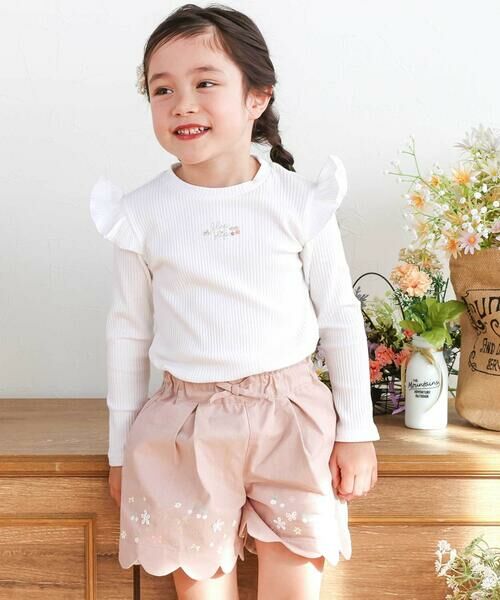 SLAP SLIP / スラップ スリップ Tシャツ | 肩フリルキラッとラメ刺しゅう長袖Tシャツ(80~130cm) | 詳細2